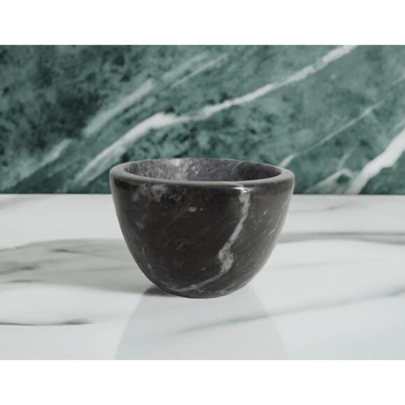 Black Marble Shave Bowl and Knot Synthetic Brush Set NIB - Picture 2 of 5